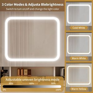 Large LED Lighted Mirror Makeup Vanity Table Set with 2 DIY Pegboards 5 Hooks Charging Station - Product Image 4