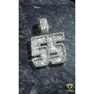 "55" Number Pendant Lab Grown Diamond <b>Iced</b> <b>Out</b> Hip Hop Necklace Bling <b>Chain</b> Luxury Jewelry Gift - Product Image 4
