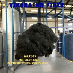 Fibre de polyester recyclé à 100 %, noire unie, de qualité A, fabriquée par Vikohasan, certifiée GRS, à bon prix, pour le rembourrage et le filage. - Product Image 2