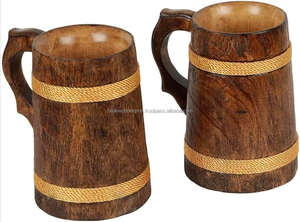 100% meilleure qualité tasse à bière en bois et médiévale noire sculptée bière corne à boire bière tasse à café Floral inde artisanat par FWE - Product Image 4