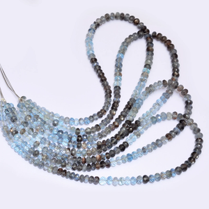 Cuentas facetadas de aguamarina natural de 6mm-7mm, calidad AAA+, tipo rondel, para joyería - Product Image 5