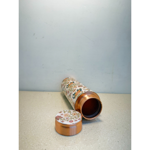 Bouteille d'eau en cuivre pur avec imprimé floral design, anti-fuite, sans joint, récipient ayurvédique pour stimuler l'immunité et le bien-être quotidien - Product Image 3