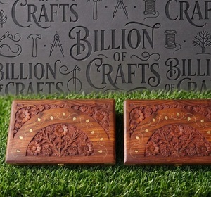 Caja Rectangular de Madera de Palisandro Grabada a Mano de Lujo con Herrajes de Latón, Contenedor de Presentación de Regalos Premium para Decoración del Hogar - Product Image 4