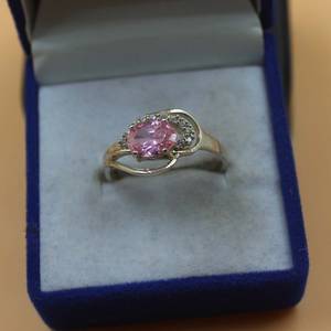 Anillo de zafiro rosa con gema de corte ovalado, plata de ley 925, anillo de compromiso, regalo de aniversario para ella, joyería. - Product Image 6