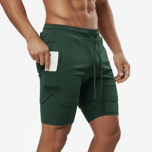 Quick Dry Hot Sale Cheap Custom Logo Two in One Sports Running Workout Shorts for Men Polyester Spandex Double <b>Layer</b> Shorts - Product Image 3