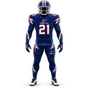 Uniforme de Fútbol Americano Personalizado al por Mayor, Transpirable, Negro, 100% Poliéster, Conjunto de Pantalones y Jersey Acolchados, Ropa Deportiva para Hombre, OEM - Product Image 1