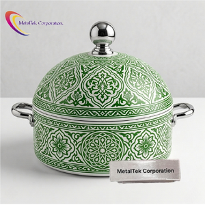 Casserole traditionnelle marocaine en émail imprimé de haute qualité, chauffe-plat, plat de service, marmite pour vaisselle de luxe - Product Image 5