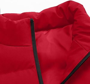 Chaleco Acolchado Rojo para Hombre, Cuello Alto, Cierre de Cremallera, Cortavientos, Informal, Ropa de Invierno, Relleno de Poliéster, Bolsillos, Largo Regular - Product Image 5