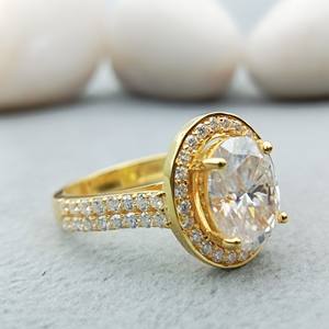 Anillo de Compromiso y Boda D'VINS JEWELS, Diseño Ovalado y Redondo, Corte Brillante, Color D, Blanco, Plateado, Dorado, Certificado - Product Image 4