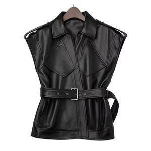 Gilet en cuir véritable de haute qualité pour femme, style streetwear hip-hop, personnalisable, imperméable, en toile – Vente en gros - Product Image 2