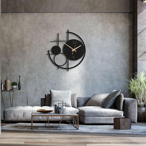 Modern Metal <b>Wall</b> <b>Clock</b> Abstract Geometric Circle Design Contemporary Decorative Timepiece Elegant Living Room <b>Wall</b> <b>Decor</b> - Product Image 6