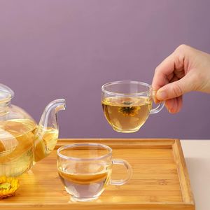 Teiera in Vetro con 4 Tazze e Infusore Rimovibile, Adatta per Microonde e Fornello, Set per Preparare Tè Sfuso - Product Image 2