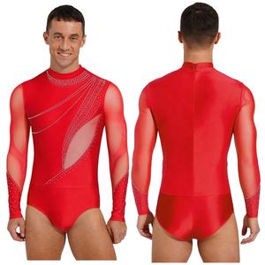 Mens Latin Dance Figure Skating Bodysuit One-Piece Leotard <b>Jumpsuit</b> For Gymnastics Ballet Dance Costumes Performance - Product Image 2
