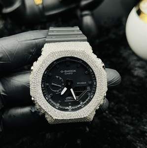 Reloj de pulsera de lujo para hombre con esfera negra plateada y diamantes de moissanita VVS, estilo hip hop, regalo llamativo y brillante para él. - Product Image 1