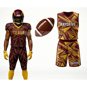 Tenue d'entraînement de football américain en tissu maillé durable, coupe unisexe adulte, manches courtes, respirante, antibactérienne, col montant, séchage rapide - Product Image 3