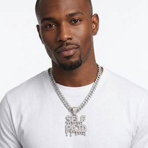Colgante de diamante cultivado en laboratorio estilo Hip Hop, con letra personalizada, de plata 925 con baño de rodio y chapado en oro de 18K, para hombre - Product Image 1