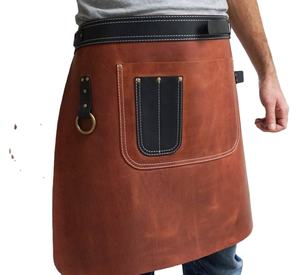 High Quality Custom Logo Printed Genuine <b>Leather</b> Bib Handmade Heat Resistance Kitchen Tool Bottle Waist for Salon Barbeque Work - Product Image 1