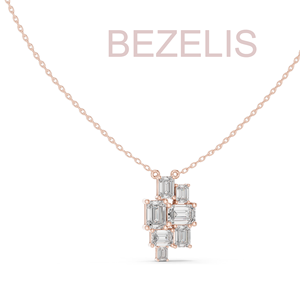 Magnifique pendentif Art Déco en diamant de laboratoire, chaîne mosaïque en or jaune 14 carats, bijoux fins pour femmes, édition spéciale - Product Image 4