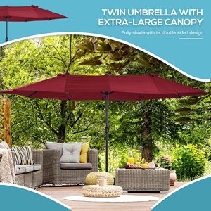 Ombrellone da Esterno Extra Large a Doppia Faccia da 4,5m con Manovella per Terrazzo, Giardino, Cortile, Piscina - Raggio 2,5m-3m per il Relax e il Vino - Product Image 5