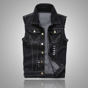 Mens Slim Fit Denim Vest Stylish 100% Cotton Waistcoat Custom <b>Washed</b> And Distressed Design Men's Denim Vest For Sale - Product Image 6