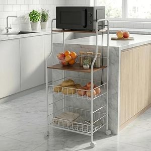 Minimalist Four Tier Metal <b>Storage</b> <b>Rack</b> With Wheels For Living Room Sundries Standing Type - Product Image 4