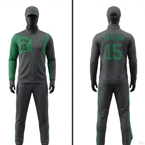 Traje de Entrenamiento de Béisbol Unisex Personalizado, Impermeable, Transpirable, de Forro Polar, 280 GSM, Poliéster, Diseño de Paneles en Negro y Verde, Logotipo Sublimado - Product Image 1