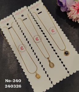 Collar con Colgante Minimalista de Acero Inoxidable Chapado en Oro para Mujer |   Elegante Collar de Cadena con Colgante de Piedra para Uso Diario, Moda al por Mayor - Product Image 1