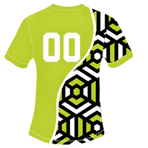 Conjunto de Camiseta y Pantalones Cortos de Rugby Geométricos en Verde Lima, Negro y Blanco, Cuello Redondo, Manga Corta, Personalizable, Transpirable, para Entrenamiento Deportivo en Equipo - Product Image 4