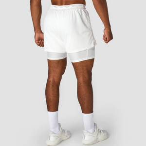 Men's <b>White</b> Quick Dry Sport <b>Shorts</b> Elastic Waist Solid Color Mesh Liner <b>Short</b> Length Athletic Wear 2026 OEM Men's 2 Pack Solid - Product Image 4
