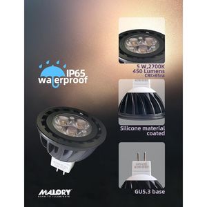 Set di 4 Lampadine LED MR16 Aggiornate per Illuminazione Paesaggistica, 5W GU5.3 Non Dimmerabili, 9-17V AC/DC, Faretto da Esterno Impermeabile per Giardino - Product Image 6