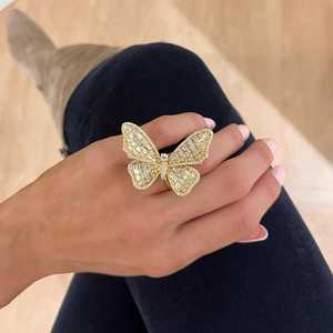 Bague Cocktail Papillon en Diamant de Laboratoire Personnalisée Or Massif 14K 18K Coupe Asscher Ronde Bague Statement Prix B2B OEM ODM Vente en Gros - Product Image 5