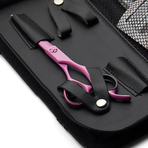 Tijeras de Corte de Pelo Rosadas, Profesionales, de Acero Inoxidable de Alta Calidad, para Barbería y Salón, con Estuche de Cuero - Product Image 6