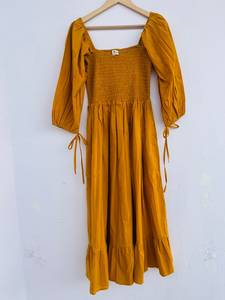 Summer Casual Maxi Ruffled Belt Cotton Pullover for Women Made in India Strapless neckline with Hook Eye Closure - Product Image 2