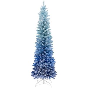 Albero di Natale Artificiale Blu Sfumato Innevato da 1,8 m, Abete Realistico in PE, Pre-Decorato per Interni, Decorazione Natalizia - Product Image 1
