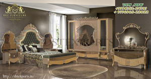 Cama King/Queen Exquisita con Tallado Elaborado, Diseño Vintage Profesional y Elegante, Marco de Madera Tallada, Muebles de Dormitorio Europeos de Lujo - Product Image 4