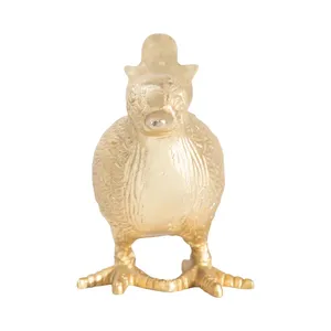 Sculpture d'oiseau faisan en métal finition or faite à la main pour la décoration de table, salon, bureau et hôtel - Product Image 5