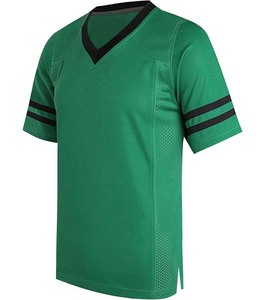 เสื้อฟุตบอลคอวีสีเขียวสำหรับผู้ชาย แขนสั้น ผ้าตาข่ายระบายอากาศ โพลีเอสเตอร์ 100% ชุดกีฬาทุกฤดูกาล - Product Image 1