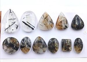 Venta al por Mayor de Cabujones Ovalados de Ágata Rutilada Negra Natural, Lote de Piedras Preciosas Personalizadas para la Fabricación de Joyería - Product Image 2