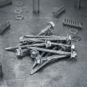 สกรูเจาะยึดตัวเอง หัวแหวน ชุบสังกะสี เหล็กกล้าคาร์บอน เกลียวมาตรฐานเมตริก/นิ้ว เกลียวเต็มความยาว  ชั้น 8 - Product Image 1