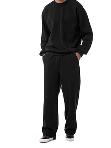 OEM ODM Vêtements de sport pour hommes, vêtements de fitness, vêtements décontractés, survêtement en molleton uni à col rond avec pantalon de survêtement assorti - Product Image 2