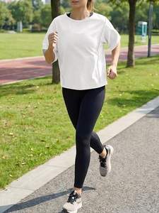 Camisetas Deportivas Extra Grandes de Algodón 100% Ecológico para Mujer, Camisetas de Manga Corta con Cuello Redondo, Informales, Holgadas, para Gimnasio, Correr, Atletismo - Product Image 2