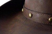 Chapeau de cowboy western en cuir marron de qualité supérieure, unisexe, pour l'équitation en plein air, chapeau de cowgirl et de cow-boy tendance