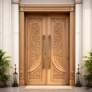 Puerta de Entrada de Madera Sólida GA-48S con Diseño Curvo y Molduras Artesanales para Uso Exterior en Casas, Villas y Apartamentos - Product Image 2