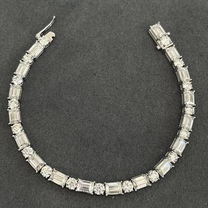 RAMDUT IMPEX Silver/Rose Gold Plated Moissanite Tennis Bracelet Pear Cut Channel Setting Geometric Design Trendy Unisex Everyday - Product Image 1