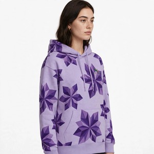 NEXTEX Sweat à capuche pour femme à imprimé étoiles géométriques, violet, avec cristaux sur toute la surface, poche kangourou et cordon de serrage - Product Image 2