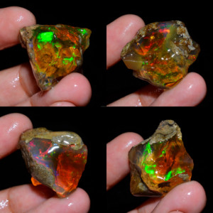 Lote de 4 Piezas de Ópalo Etíope Welo Fire Oily, Grado AAA, 100% Natural, en Bruto, Certificado por Terceros, para Joyería - Product Image 1