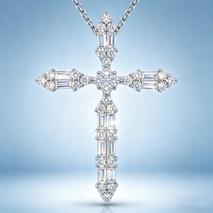 สร้อยคอจี้รูปกางเขนแบบคลาสสิก ชุบทองคำขาว 10K/14K/18K ประดับเพชร CVD ผลิตในห้องปฏิบัติการ ของขวัญสำหรับโอกาสพิเศษ - Product Image 6