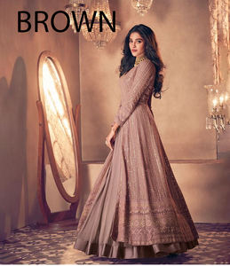 Mode indienne à la mode pour les femmes longue soie Banglory avec broderie Anarkali Kurti robe avec Dupatta costume de fête de mariage - Product Image 1