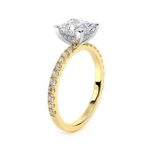 Anillo de Compromiso con Diamante Cultivado en Laboratorio, Corte Princesa, 2 CTW, Banda Pavé, Oro Sólido de 14K, Chapado en Rodio de Lujo, Anillo de Propuesta de Matrimonio - Product Image 6