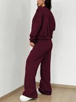 Kadın Bordo Fermuarlı Eşofman Takımı Günlük İki Parçalı Kapüşonlu Ceket Jogger Pantolon Yumuşak Polar Çevre Dostu Özelleştirilmiş Renk Yüksek Kalite